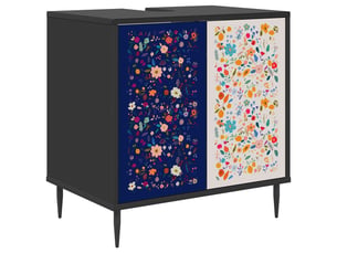 Armoire de salle de bain, meuble de rangement mainz chêne noir 60x40x61 cm