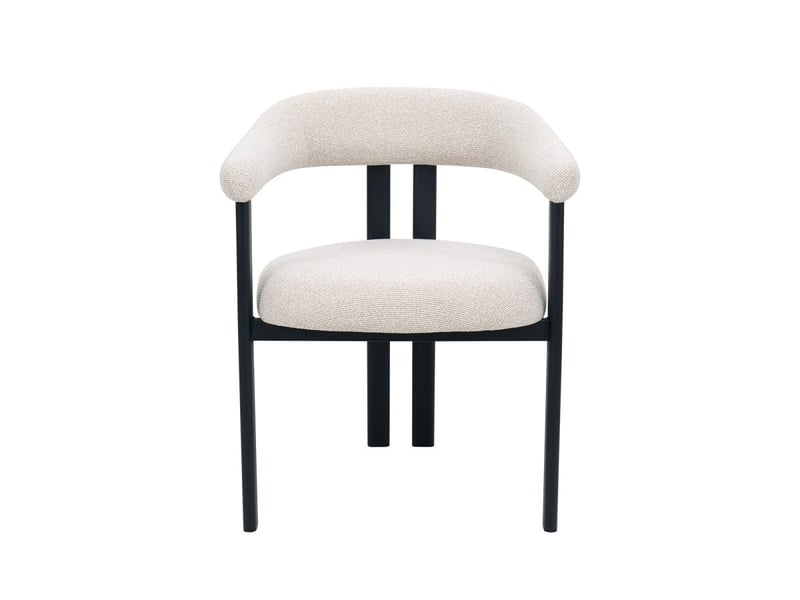  Lot de 2 chaises en tissu texturé écru pieds en métal noir adriana A4060-ECR-NOI - Conforama E