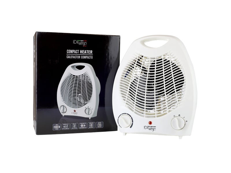 Chauffage soufflant compact blanc 2 000 W – 2 puissances, mode ventilateur et protection contre la surchauffe - Conforama A