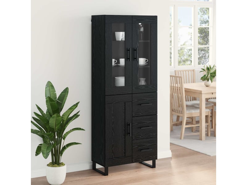 Buffet - haut armoire 2 pc chêne noir 69,5 x 34 x 180 cm - Conforama D