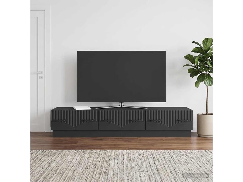  Meuble tv - banc tv - meuble de rangement avec tiroir noir 147 x 34,5 x 27 cm bois d'ingénierie  - Conforama B
