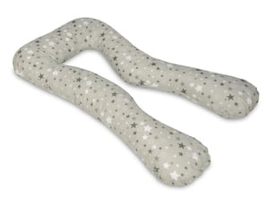 Coussin à usages multiples etoiles girses et blanches sur fond gris