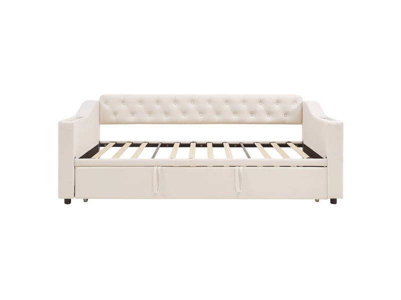  Lit adulte 90180x190cm,lit gigogne,canapé-lit en velours avec prise usb et poches,beige lit adulte beige - Conforama D