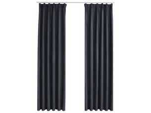 Lot de 2 rideaux occultants, rideaux black-out avec crochets anthracite 140x245 cm cf44865