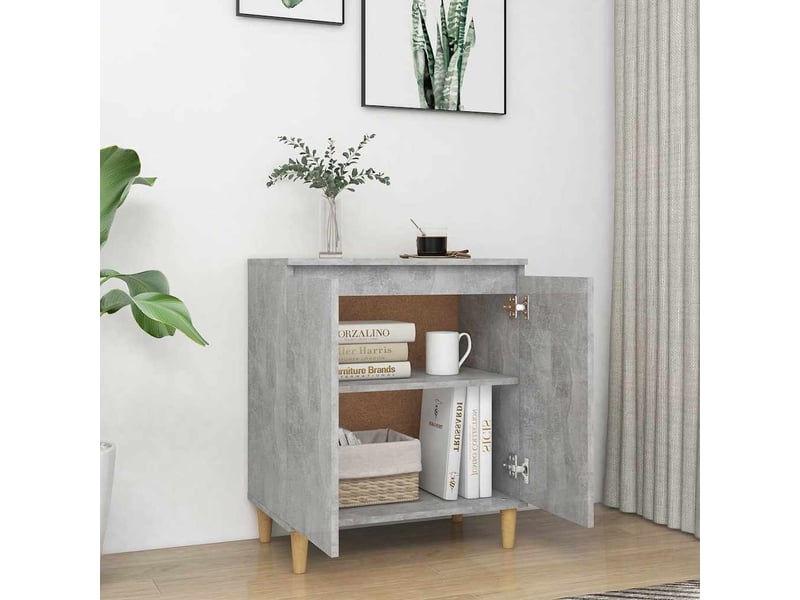  Buffet - bahut - meuble de rangement avec pieds en bois gris béton bois d'ingénierie  - Conforama C