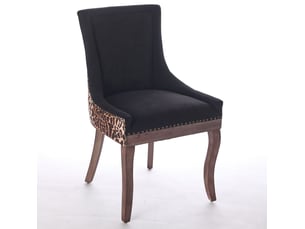 Lot de 2 chaises de salle à manger en chenille léopard, dossier haut, pieds en bois, 61 x 55 x 92,5 cm