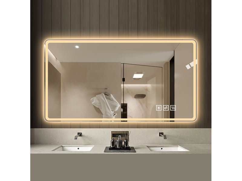  Miroir de salle de bains 100x60 cm led anti-buée argenté  - Conforama C