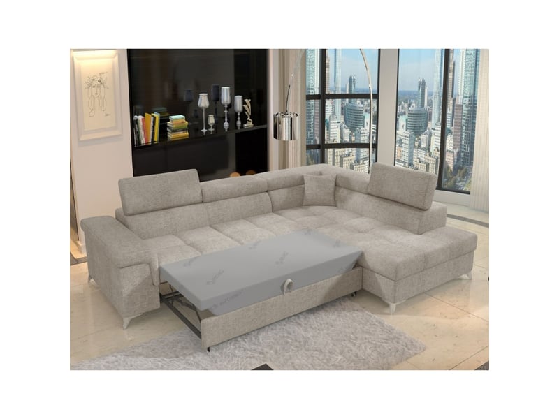 Canapé d'angle convertible palazzo 4 places beige – angle droit avec coffre - Conforama B