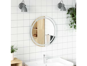 Miroir de salle de bain, miroir de toilette led transparent ø 60 cm verre trempé cf62638