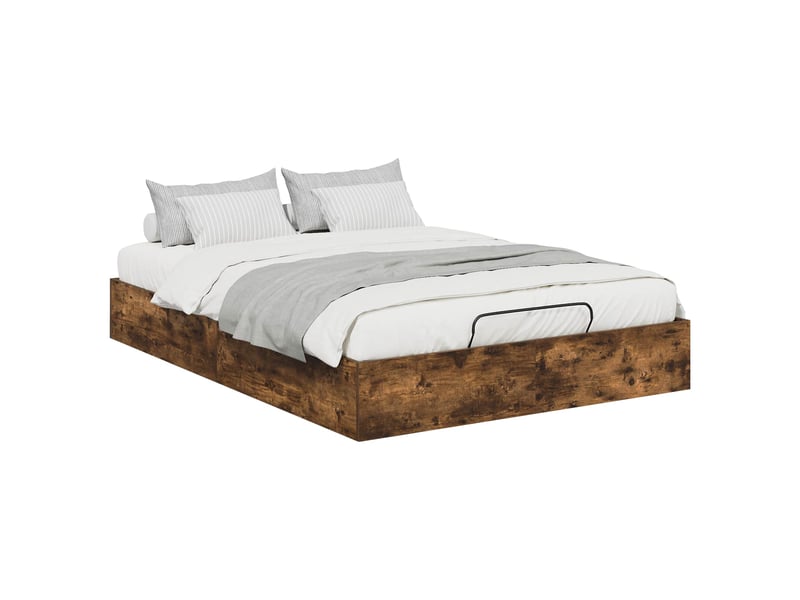  Lit adulte, lit semi-double, cadre de lit ottoman avec stockage chêne fumé 193x135x25cm cf10163  - Conforama C
