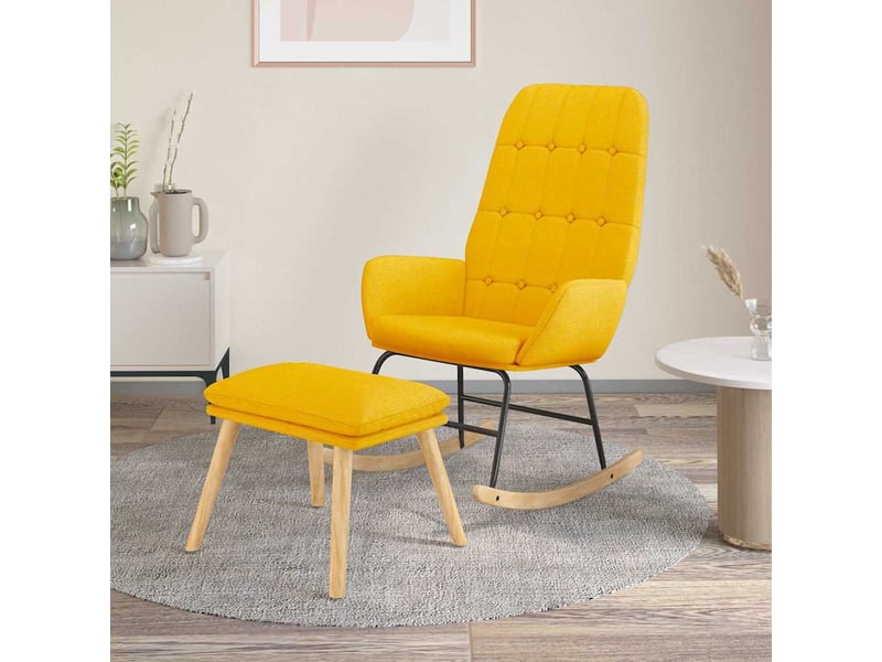  Vidaxl chaise à bascule avec repose-pied jaune moutarde tissu  - Conforama B