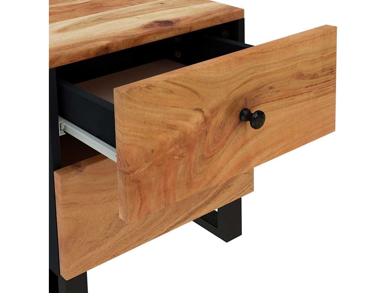  Lot de 2 tables de chevet - cabinet de chevet - table de nuit 40x33x46 cm bois d'acacia massif  - Conforama E
