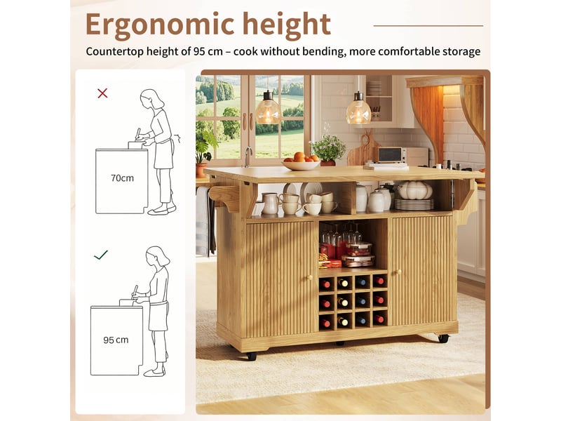  Desserte de cuisine, 142,5x80x95 cm, bicolore, poids 50 kg cao-N620CC260519N-conf-NEW - Conforama E