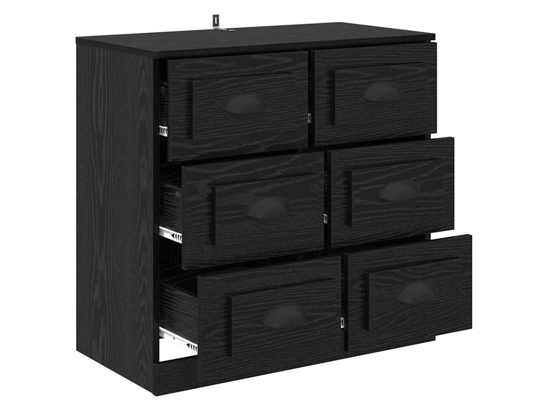  Buffet - bahut - meuble de rangement chêne noir 70 x 35,5 x 67,5 cm bois d'ingénierie  - Conforama E