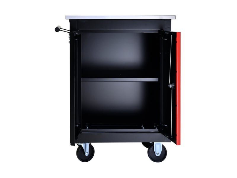  Boîte à outils sur roulettes 62,5 x 34,5 x 78 cm noir et rouge en acier laminé à froid, plan de travail  - Conforama D