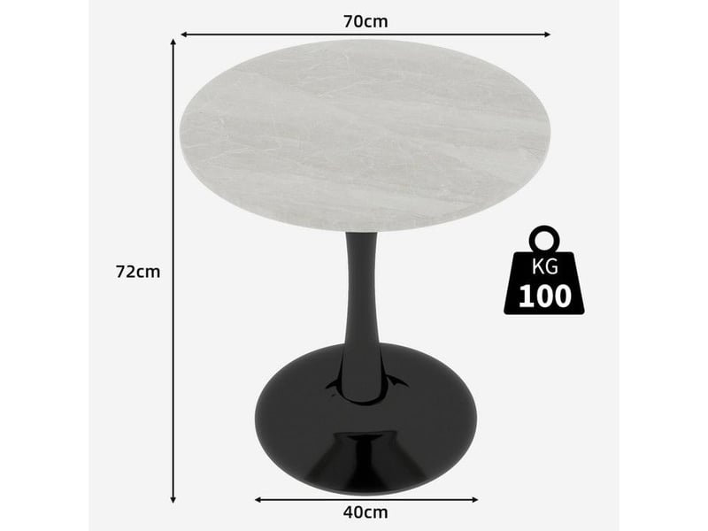  Table basse moderne - marbre artificiel - noir blanc - style milieu du siècle 70x70x72cm - Conforama E