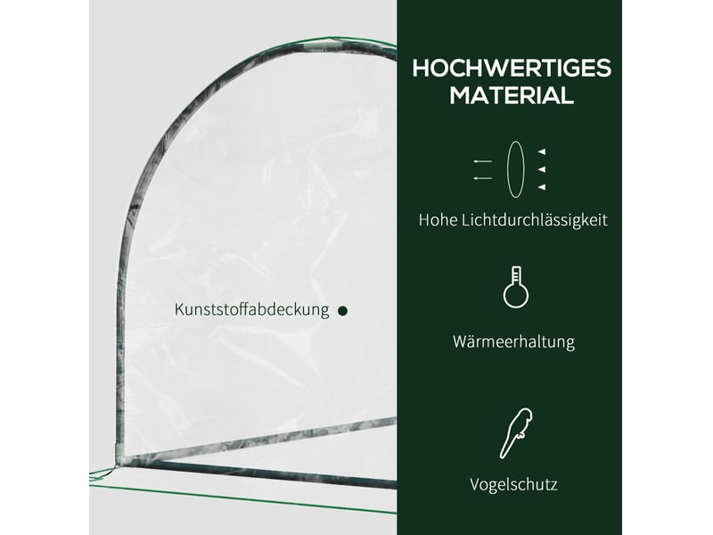  Serre tunnel de jardin 200 x 100 x 80 cm – verte – porte enroulable, bâche transparente et cadre en acier  - Conforama E
