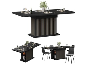 Table à manger extensible 120-160x80x76 cm table à manger 6 personnes rectangulaire moderne avec rangement caché, noir