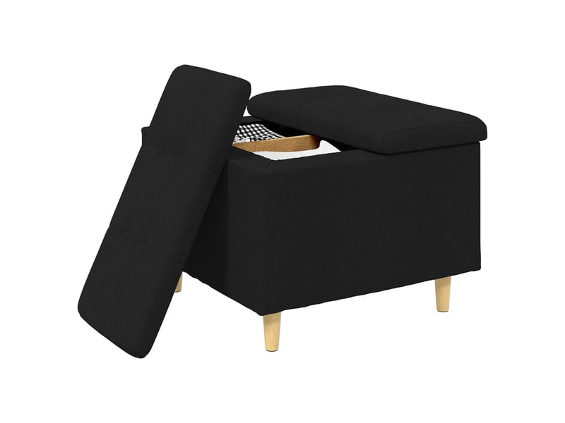 Ottoman, repose pied salon avec rangement noir 60x60x45 cm tissu - Conforama C