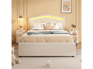 Lit avec rangement 90x200 cm coloris beige