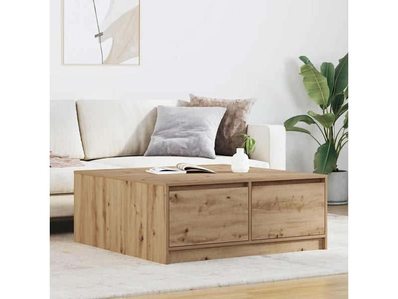  Table basse - table de salon - table à thé avec tiroirs chêne artisanal 100x100x40 cm  - Conforama B