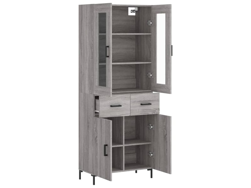  Buffet haut - bahut - meuble de rangement sonoma gris 69,5x34x180 cm bois d'ingénierie  - Conforama D