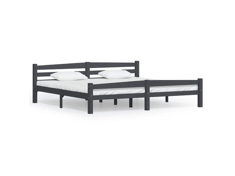  Lit double- lit adulte -  cadre de lit sans matelas gris foncé pin massif 200x200 cm  - Conforama A