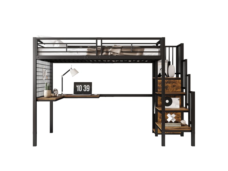  Lit mezzanine 90x200cm coloris noir lit enfant noir - Conforama A