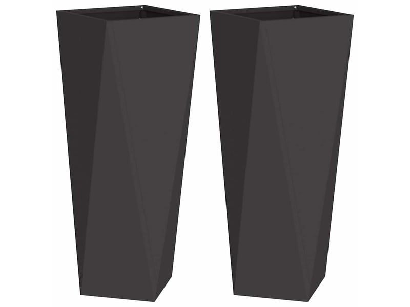  Jardinière - bac à fleurs 2 pcs noir 30 x 30 x 75 cm acier  - Conforama A