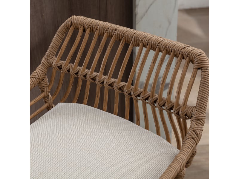  Ensemble de 2 tabourets de bar modernes réglables avec repose-pieds, structure en métal, lin, beige  - Conforama E