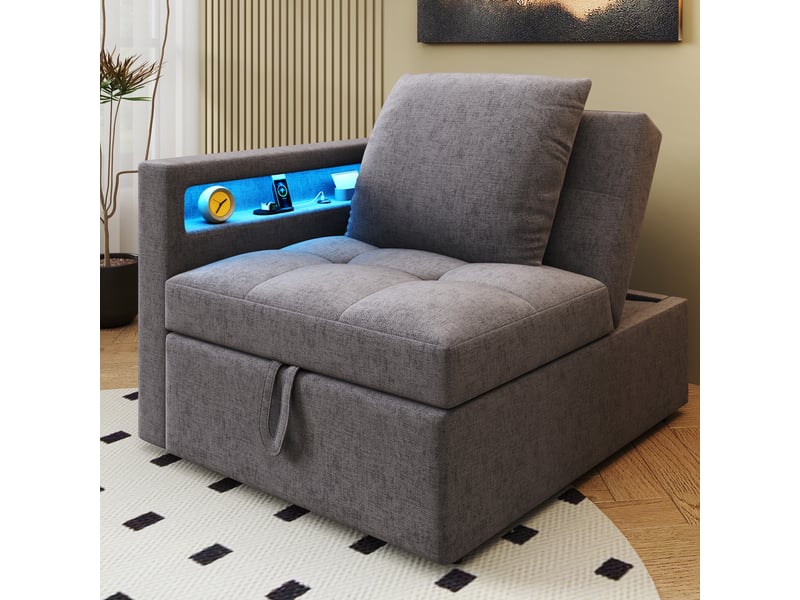  Canapé convertible, canapé-lit – avec accoudoirs, port usb, éclairage led, dossier réglable  - Conforama D