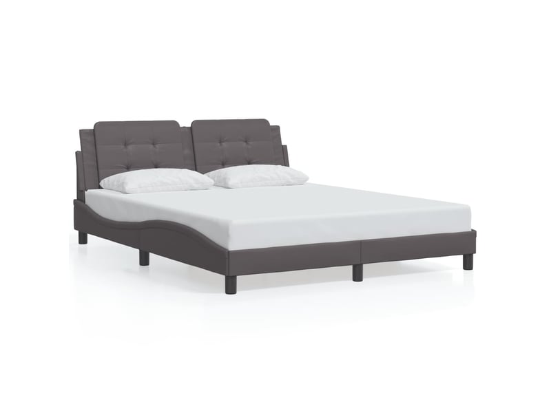  Lit double- lit adulte -  cadre de lit avec led sans matelas zadar gris 160x200 cm  - Conforama D