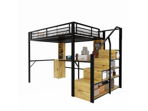 Lit mezzanine 140x200 cm <strong>COVREO </strong>  <strong></strong> coloris noir