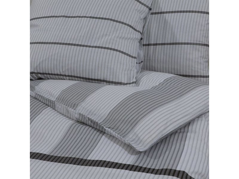  Ensemble de housse de couette gris 140x200 coton  - Conforama D