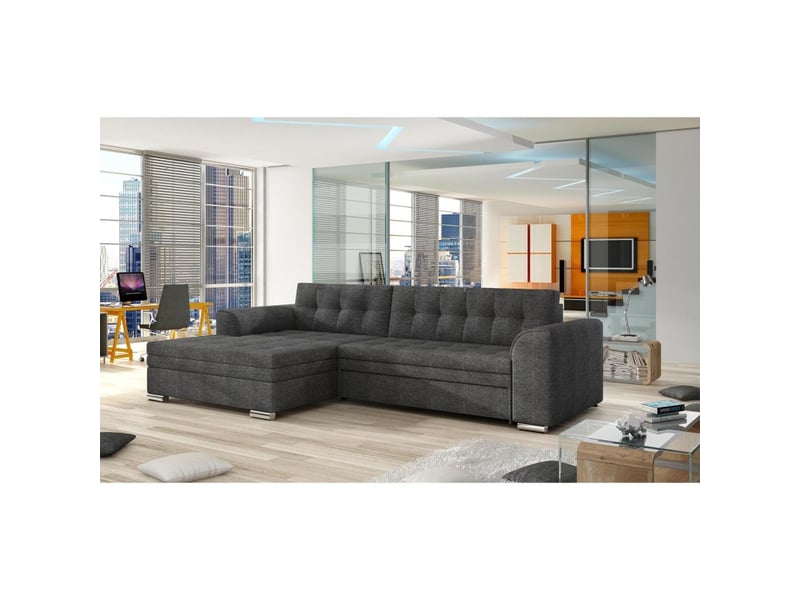  Canapé d'angle convertible conforto 4 places gris foncé – angle gauche  - Conforama B