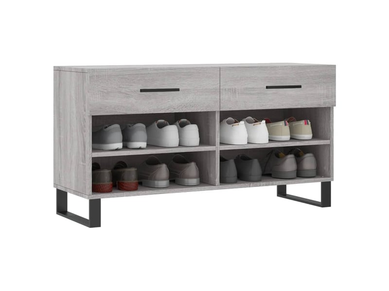  Banc à chaussures, meuble à chaussures sonoma gris 102x35x55 cm bois d'ingénierie shl4241  - Conforama C