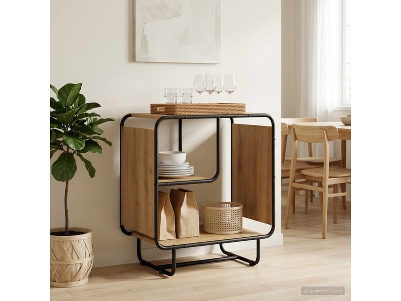  Buffet salon, buffet de rangement chêne artisanal 60x37,5x64,5 cm bois d'ingénierie  - Conforama B