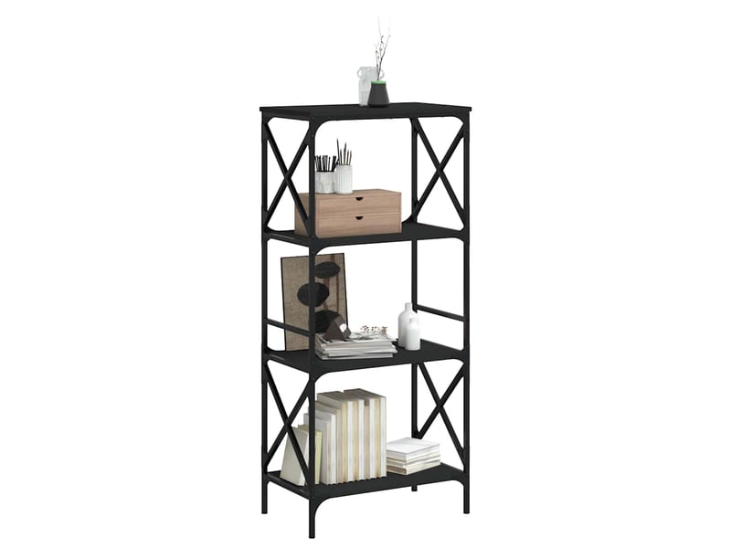  Bibliothèque à 4 niveaux, armoire à livres noir 59x35x132 cm bois d'ingénierie  - Conforama C