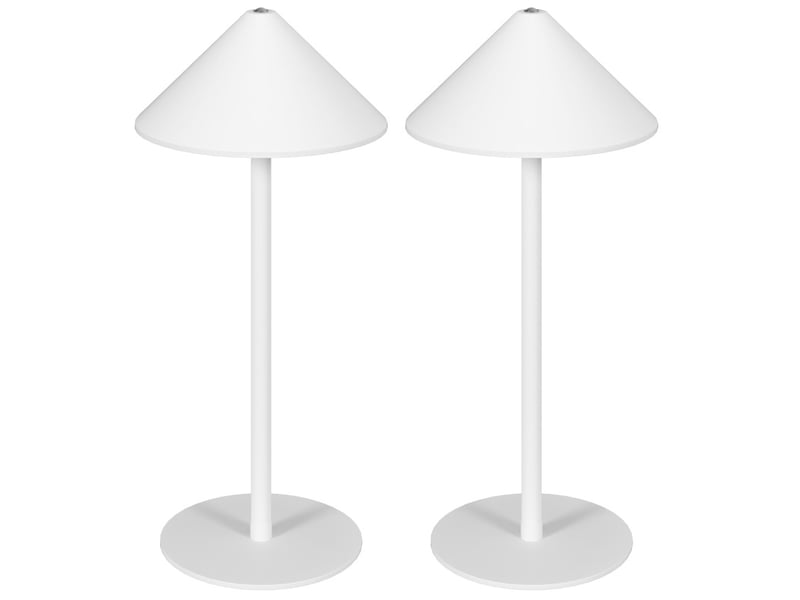  Lot de 2 lampes de table led 15x15x31,5 cm tactiles rechargeables en métal blanc  - Conforama A