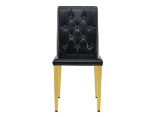 Lot de 4 chaises de salle à manger en similicuir pu noir et pieds en métal doré