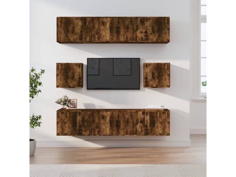  Ensemble de meubles tv 8 pcs chêne fumé bois d'ingénierie shl54597  - Conforama B