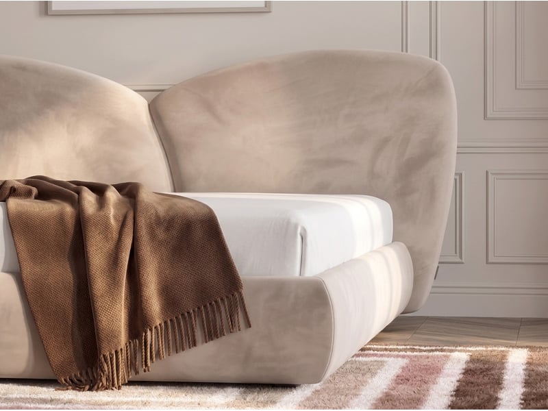  Bobochic lit bas danae tissu velours lisse beige 140x190 DANAE - Conforama D