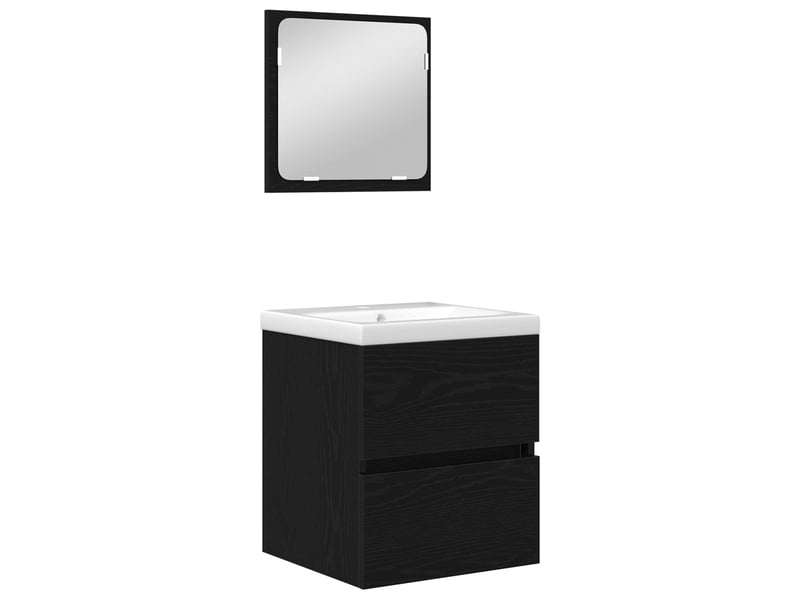  Ensemble de mobilier de salle de bain 2 pc chêne noir et blanc cf64115  - Conforama A