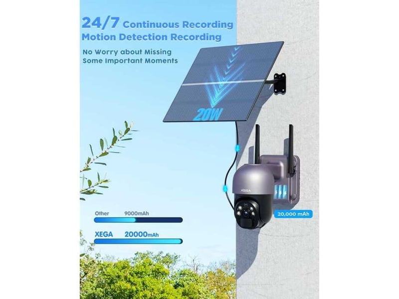 Camera securite solaire 4g lte 3g 2k ip66 detection pir vision couleur - Conforama C