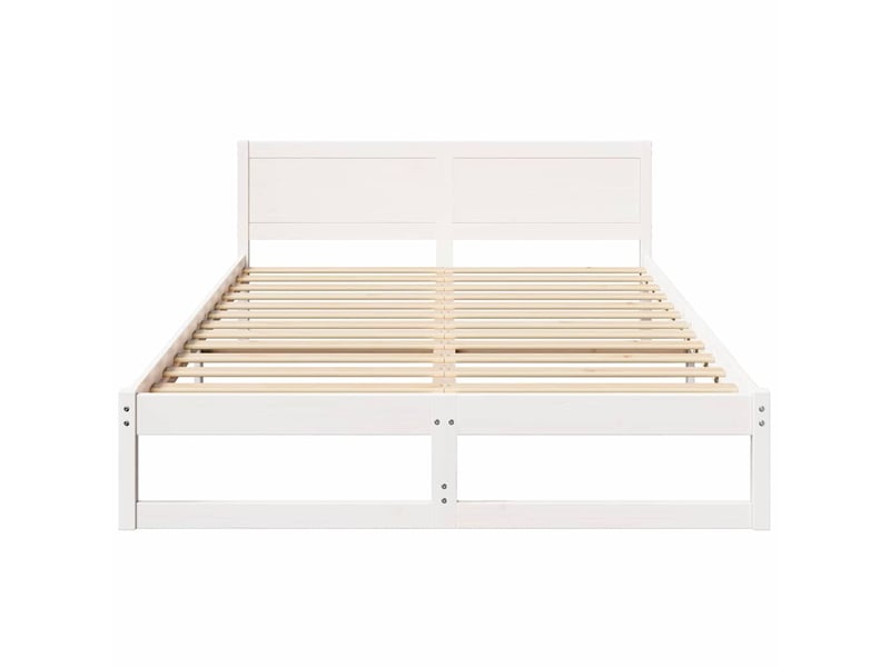  Lit double- lit adulte -  cadre de lit avec tête de lit blanc 150 x 200 cm pin massif  - Conforama D