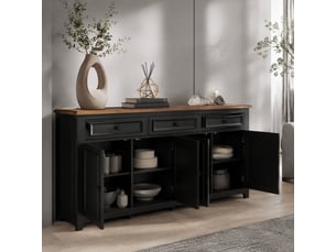 Buffet 4 porte(s)  3 tiroir(s) <strong>ELVMI</strong> <strong></strong> - 160 cm coloris noir 