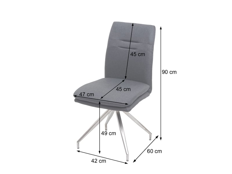  Ensemble de salle à manger 4 chaises et banquette 160 cm assises rembourrées avec protections de sol tissu gris-brun et acier inoxydable brossé 04_0010900  - Conforama E
