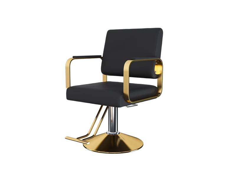 Fauteuil de coiffure hydraulique 360°, similicuir imperméable, base dorée, 1 pièce - Conforama D