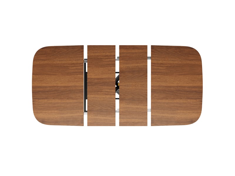  Table de cuisine extensible 115-155-195x115x75cm pour 4 à 8 personnes, piètement métallique en x robuste et hauteur des pieds réglable, chêne evarich - Conforama D