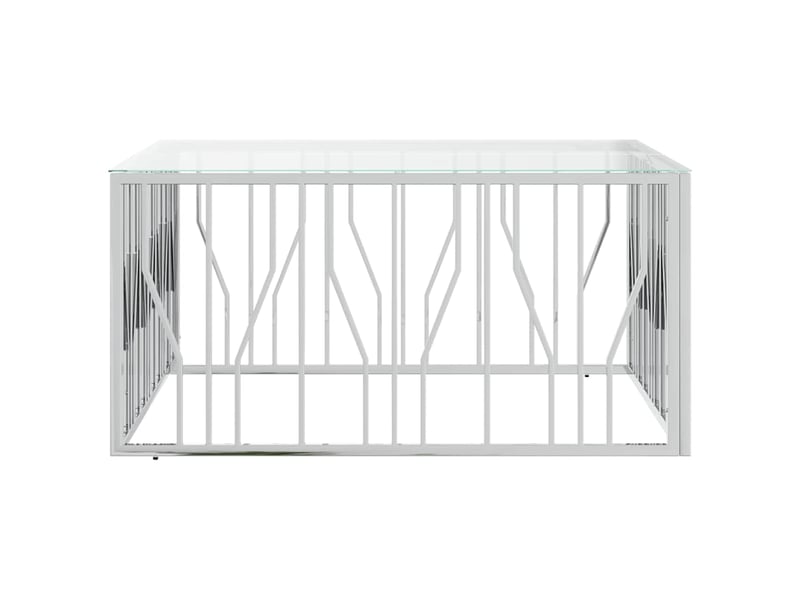  Table basse - table de salon - table à thé 100x100x50 cm acier inoxydable et verre  - Conforama C